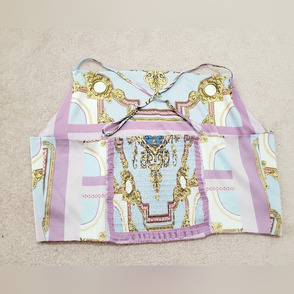 Rachel Zoe Women's Baroque Scarf Print Cowl Neck Camisole Tank Top – Size Large - Picture 3 of 9